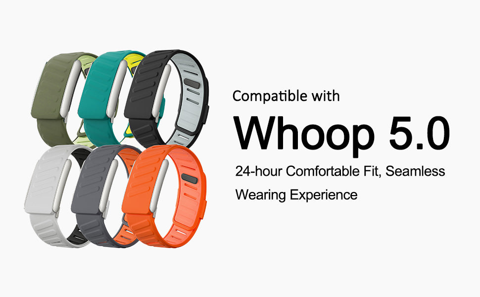 Silicone Sport Band Compatible with Whoop 5.0 Band Strap Men Women, Breathable Sport Adjustable Waterproof Replacement Wristbands Straps for Whoop 5.0 Silicone Bands